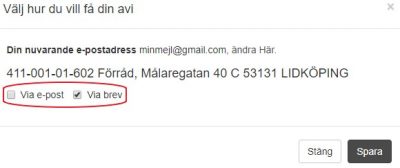 Hyresavin via epost eller brev